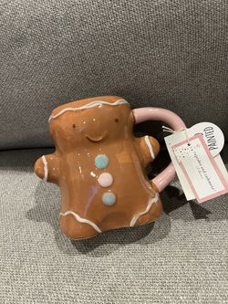 NEW Gingerbread Man Mug With Pink Handle