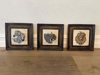 3 - 10”x10” 3D animal pictures / wall decor - these are heavy and very high quality