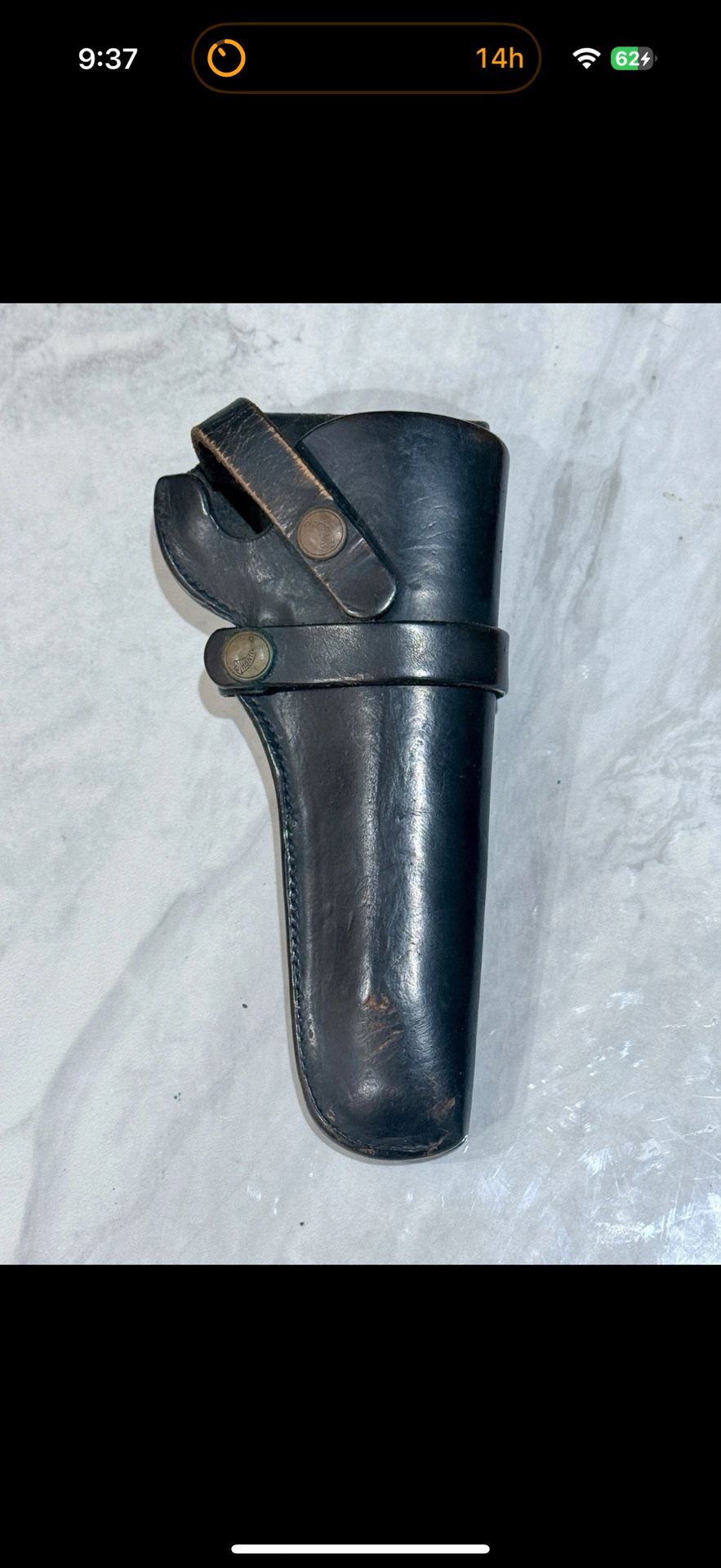 Vintage Hunter Co. Black Leather Holster – 9.5” Long for 6–8” Revolver