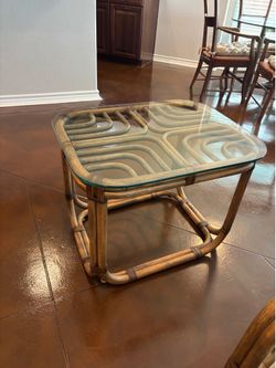 Rattan side table