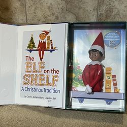 The Elf On The Shelf Brown Eyed boy Doll Dark Skin A Christmas Tradition Book