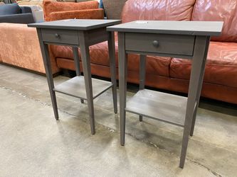 Set of 2 Grey Wash End Tables with Drawer