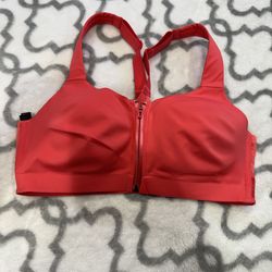 Victoria's  Secret WOMEN'S ZIPPER FRONT SPORTS BRA 34D CORAL ON POINT UNDERWIRE