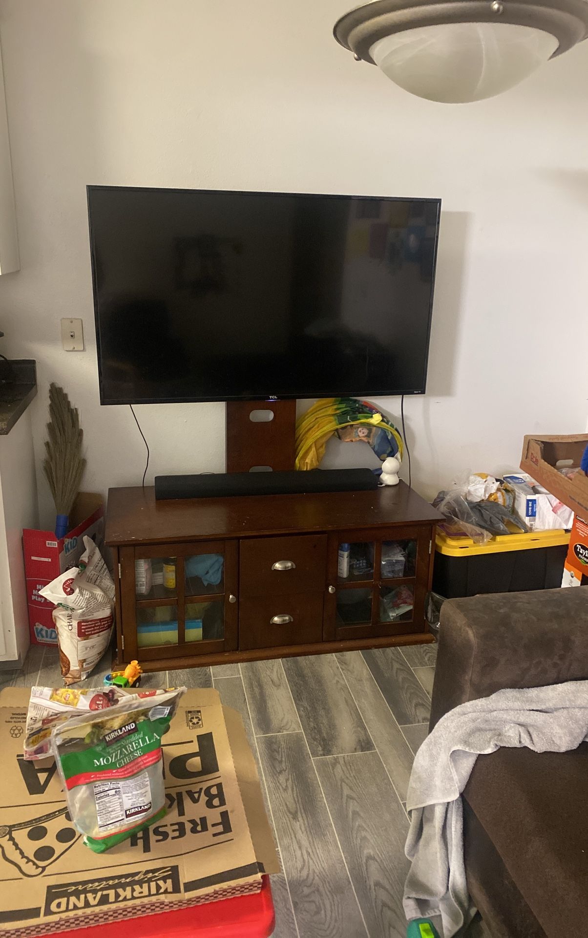 TV Stand + TCL Tv + Yamaha Sound Bar