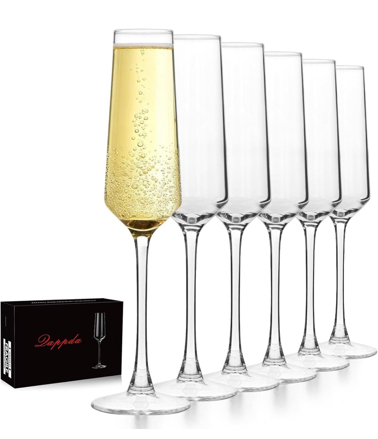 Champagne Flutes 7.5oz, Champagne Glasses Set of 6,Unique Gift for Birthday, Wedding, Anniversary, Wedding Toasting Glasses for Home Bar, Parties