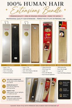 100% Human Hair Extensions Bundle – Fusion Remy, Clip-In & Straight Extensions (Blonde & Black)