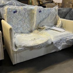 2 Seater 52" Loveseat Sofa, Small Sofa Couch Settee Home Office ,Beige(52”x26”x24”)