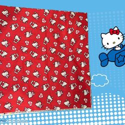 Hello Kitty Be Mine Stripe Fabric | Retired 2014 Sanrio Cotton | Rare!