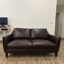 Leather Loveseat Brown