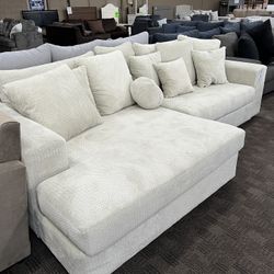 Deep Chaise White Cream Sectional