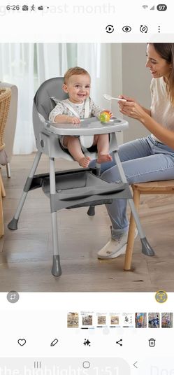 Gray High Chair with Removable Tray