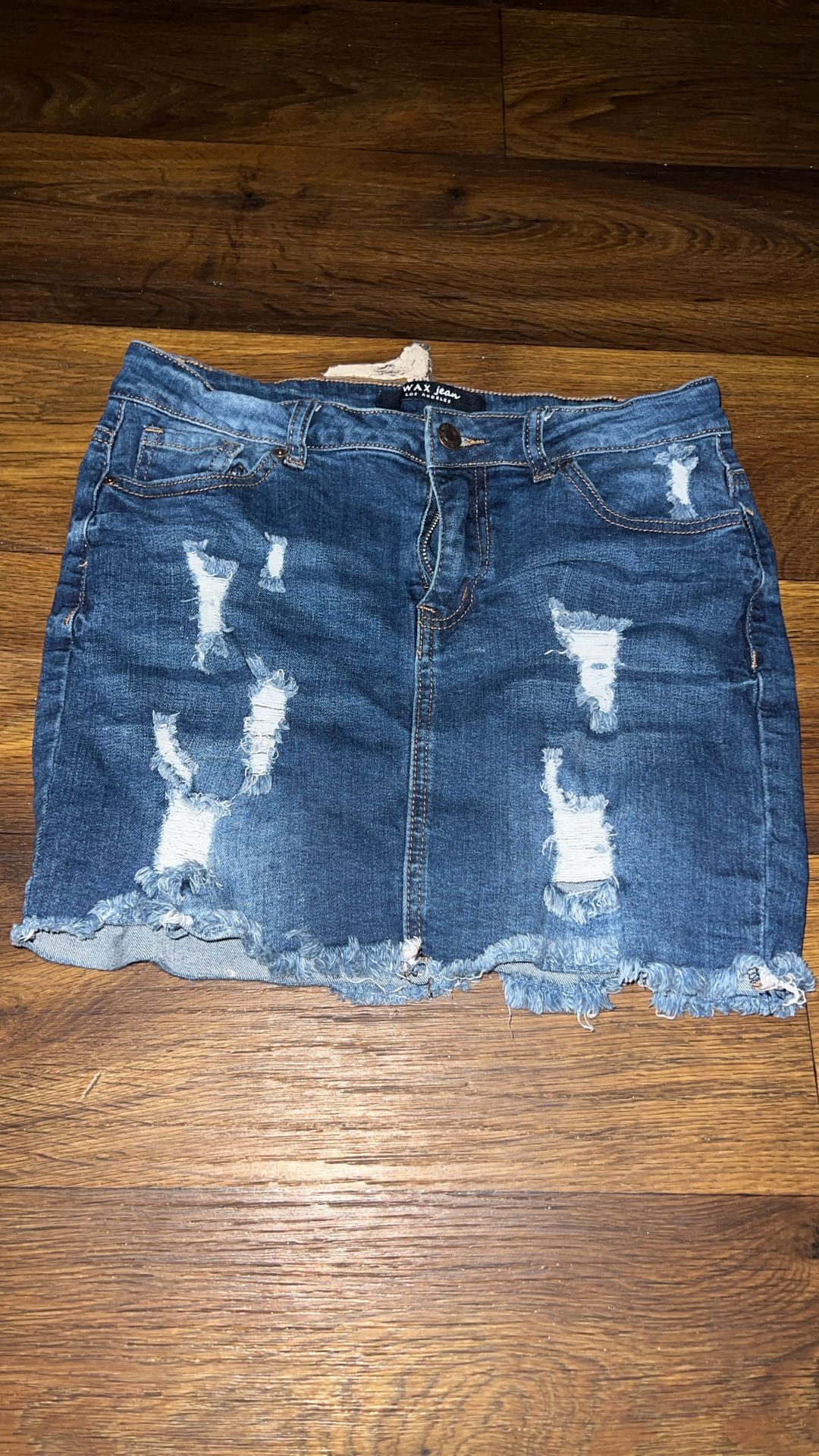 medium wax jean skirt