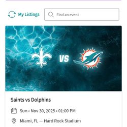 Saints Vs Dolphins 2 Or 4 Tix & Parking