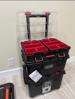 Stacked Rolling toolbox with 2 storage boxes
