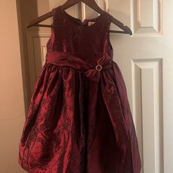 Sweet Heart Rose, Girl Size 6, Christmas Dress, Layered Skirt, Bow gold accent