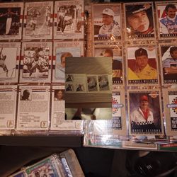 Baseball,fotball,racing,older Play Boy Cards Also Some Boxing Cards And Olympic Cards Included Total Of  6 Books And Two Crates Ful Plastic Container 
