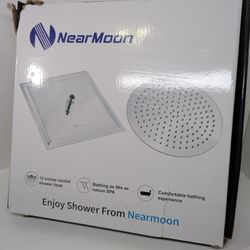 NearMoon 12" Square Rainfall Shower Head Silver