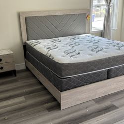 E. King Size Bed Frame With Mattress 
