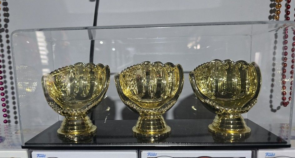 3 Medium Gold Glove Baseball Display Case 