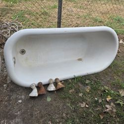 Antique Clawfoot Tub w/ Faucet Fixtures & Paint