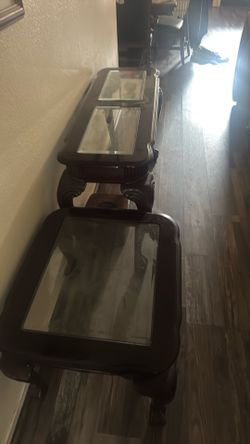 Cherry wood couch and end table