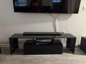 CAIDI Black Glossy LED TV Stand Fits Up to 70” TV