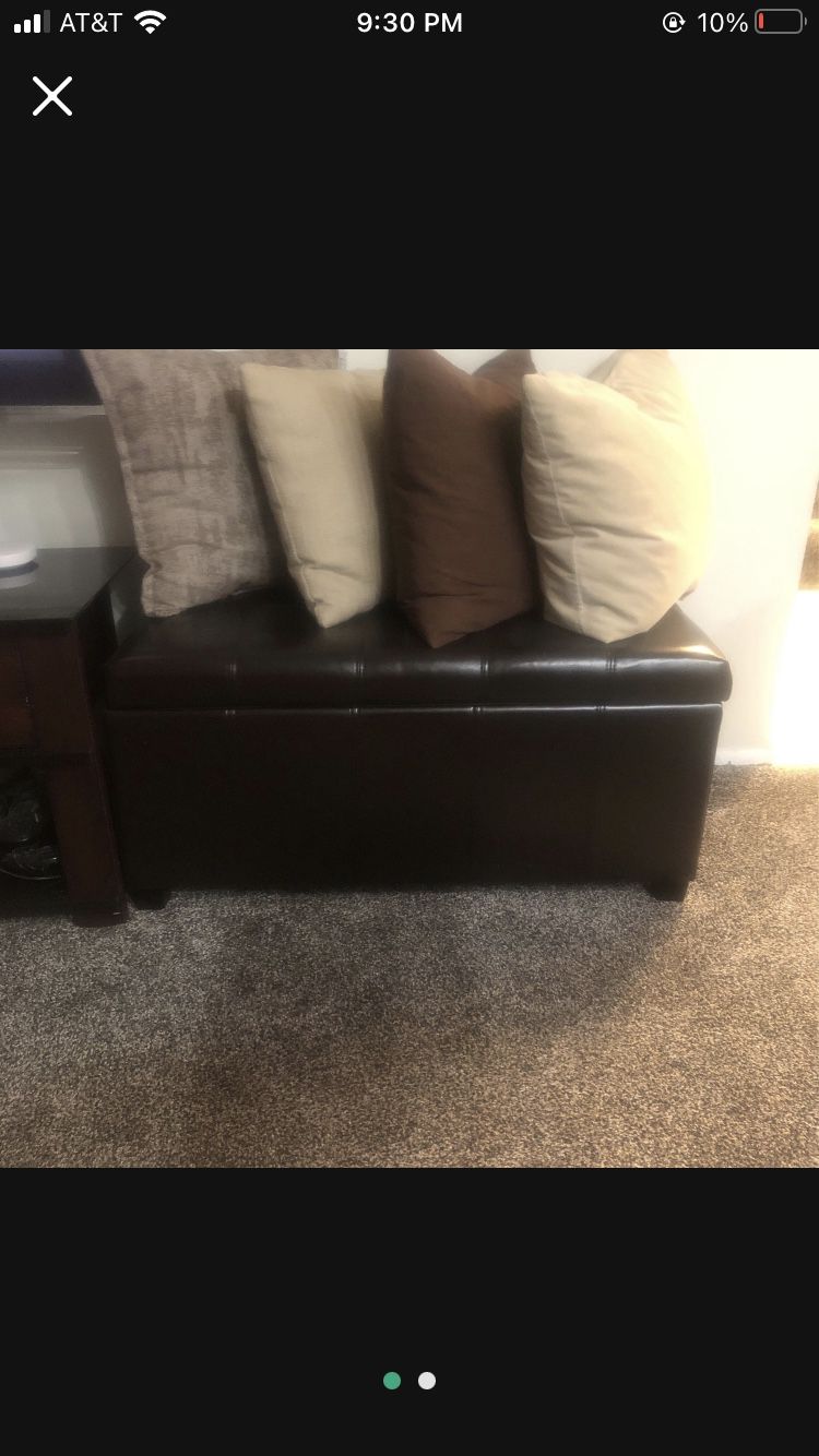 Brown Leather Ottoman With Storage 