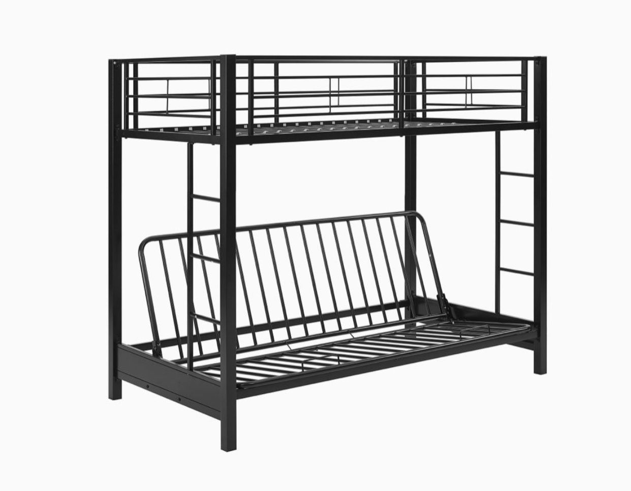 Elodie Urban Industrial Twin over Futon Metal Bunk Bed, Twin Size, Black