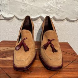 Tod’s Heel Loafer Women’s Brown Suede Made In Italy Size 5.5