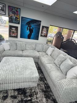 Plush corduroy 2 Piece Stupendous Sectional w/Cozy seating & Feather blend cushions