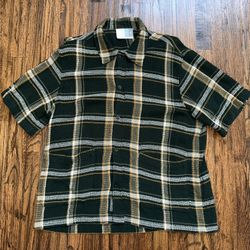 Kith Shadow Boxy Plaid Summer Knit Shirt SS23 “Stadium” Green Size Large
