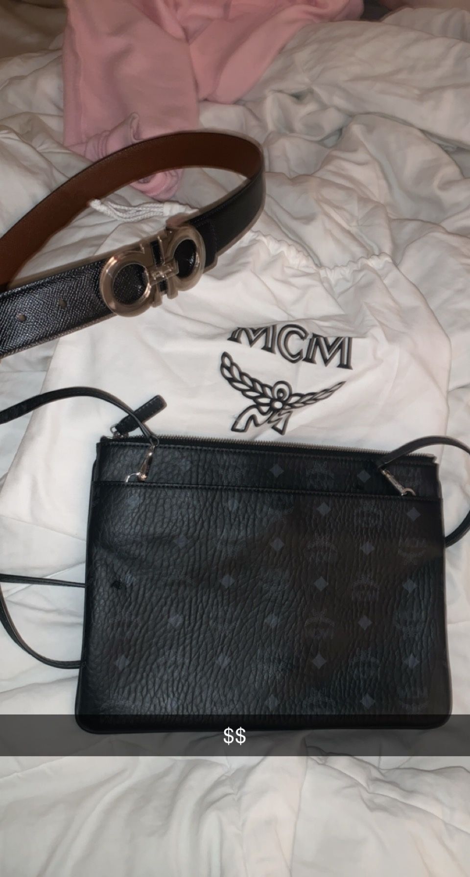 Ferragamo Belt And Mcm Bag