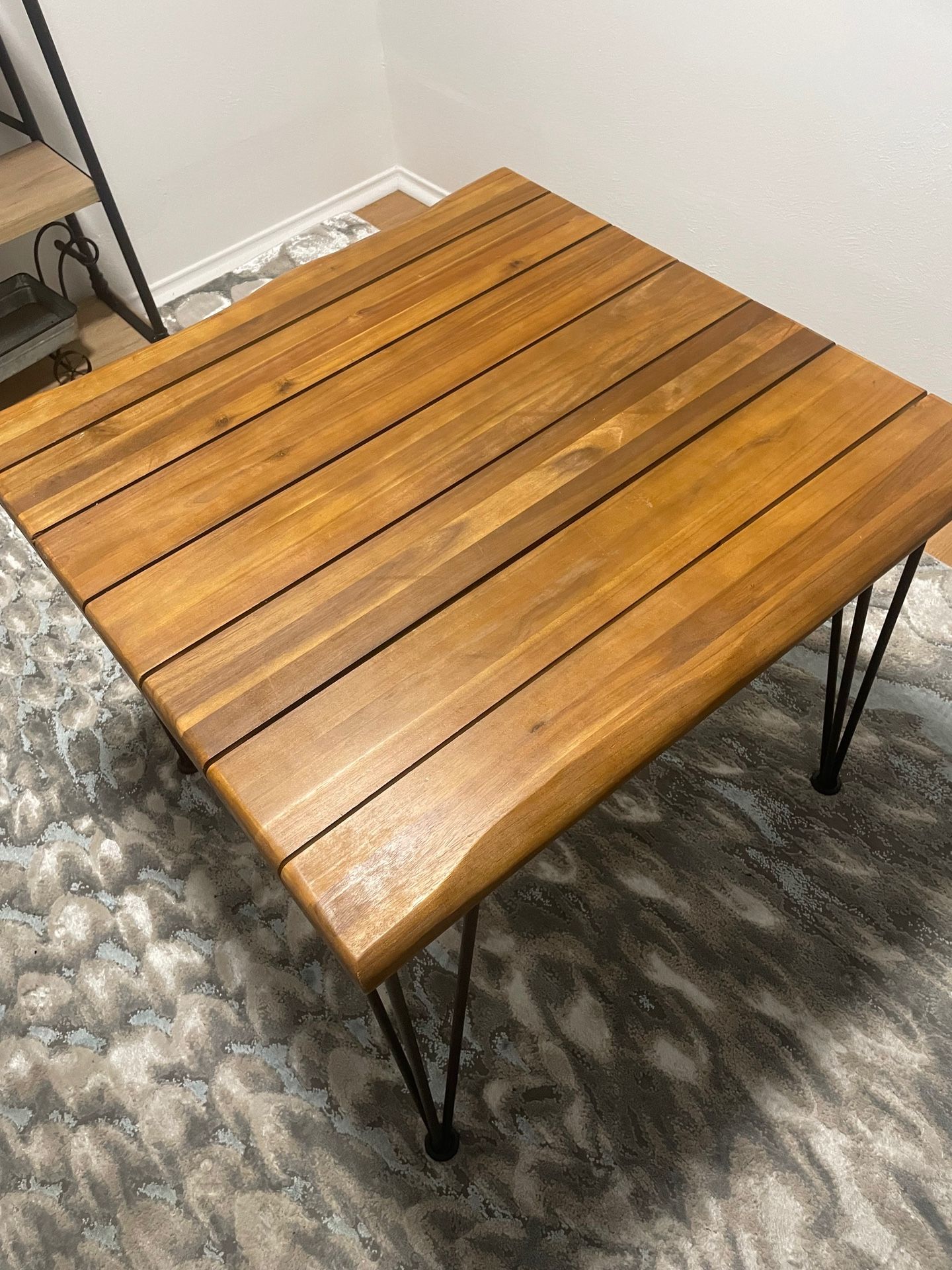 32” Square Wood And Iron Kitchen Table For 4