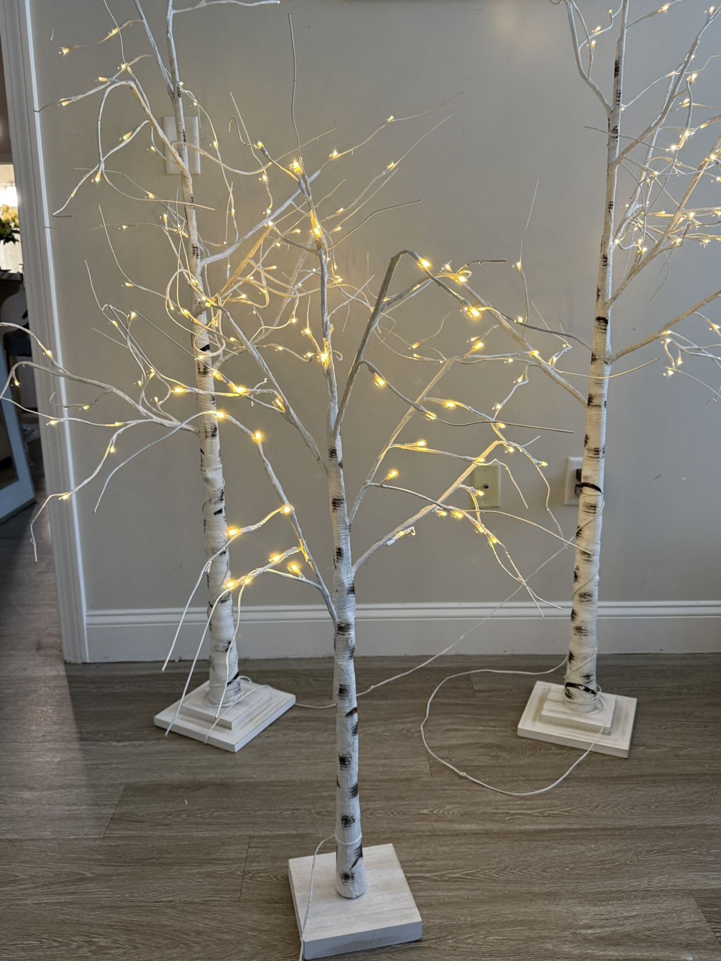 Decorative White Pre-lit Trees