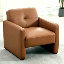 Accent Chair, Binded Leather, Espresso Brown