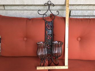 Heavy double candle decorative wall hanging