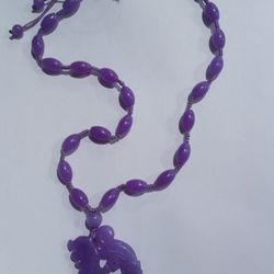 Purple Jade Dragon Pendant Necklace 