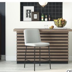 Queer Eye Grey Linen Counter Stool