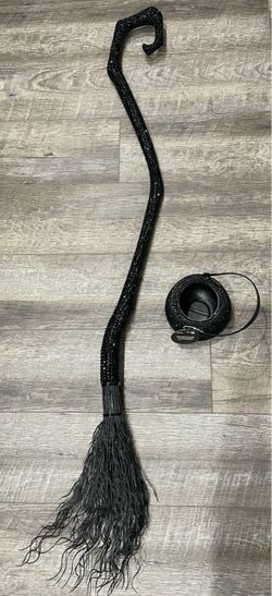 New Halloween Black Witch Broom & Cauldron Rhinestone Set