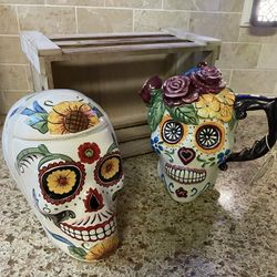 Sugar Skull/Day Of The Dead/Calavera Tea Pot And Sugar Bowl