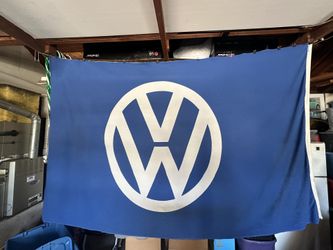 RARE HUGE Two Sided Original 1950”s German Volkswagen VW Dealership Flag Vintage Oval