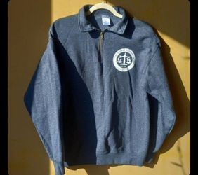 Vintage Gray George Washington University (GW) Law Review quarter-zip sweatshirt Pullover Sweater Shirt Mens Size M MEDIUM top