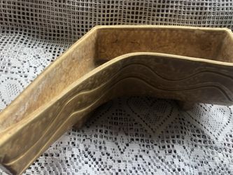 Mid century heavy duty pottery planter unusual shape very valuable 13 inches tall on feet