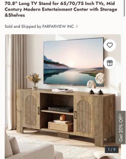 70.8" Mid Century Modern TV Stand with Storage