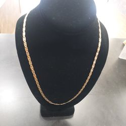 14k 22" 3tone Diamond Cut Gucci Style Necklace