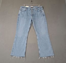 Citizens of Humanity Isola Cropped Straight Jeans Womens 32 Light Wash Raw Hem