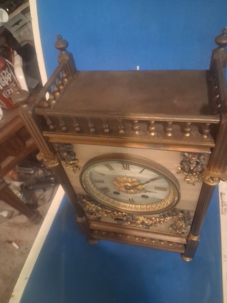 19th Centey W H Glenny Sons Guilted Bronze Mantle Clock