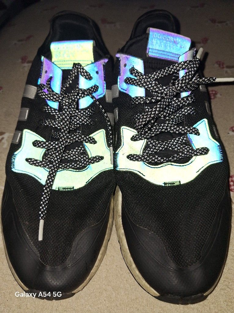 Adidas Mens Nite Jogger Boost Sz 13 EF5403 Black Reflective Running Casual Shoes $45