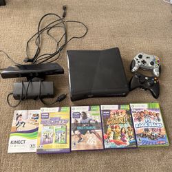 Xbox 360 Game Console, Kinect Device, Controllers & Games