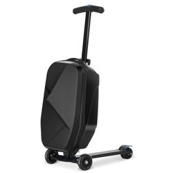 Scooter Luggage for Kids & Adults, Hardside Ride on Suitcase for Kids Ages 4-15 Multifunctional Lightweight Foldable Carry on Luggage with Wheels Ride